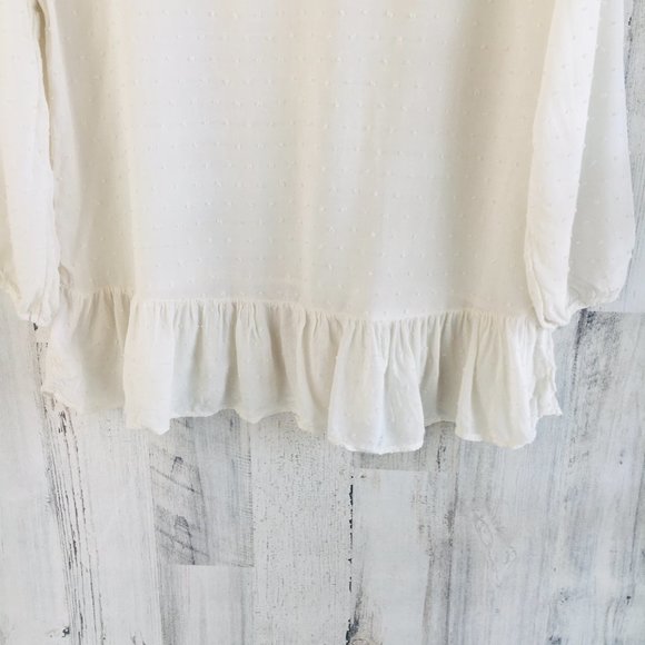 Velvet Graham Spencer Swiss Dot Ruffle Hem Top - Picture 10 of 11